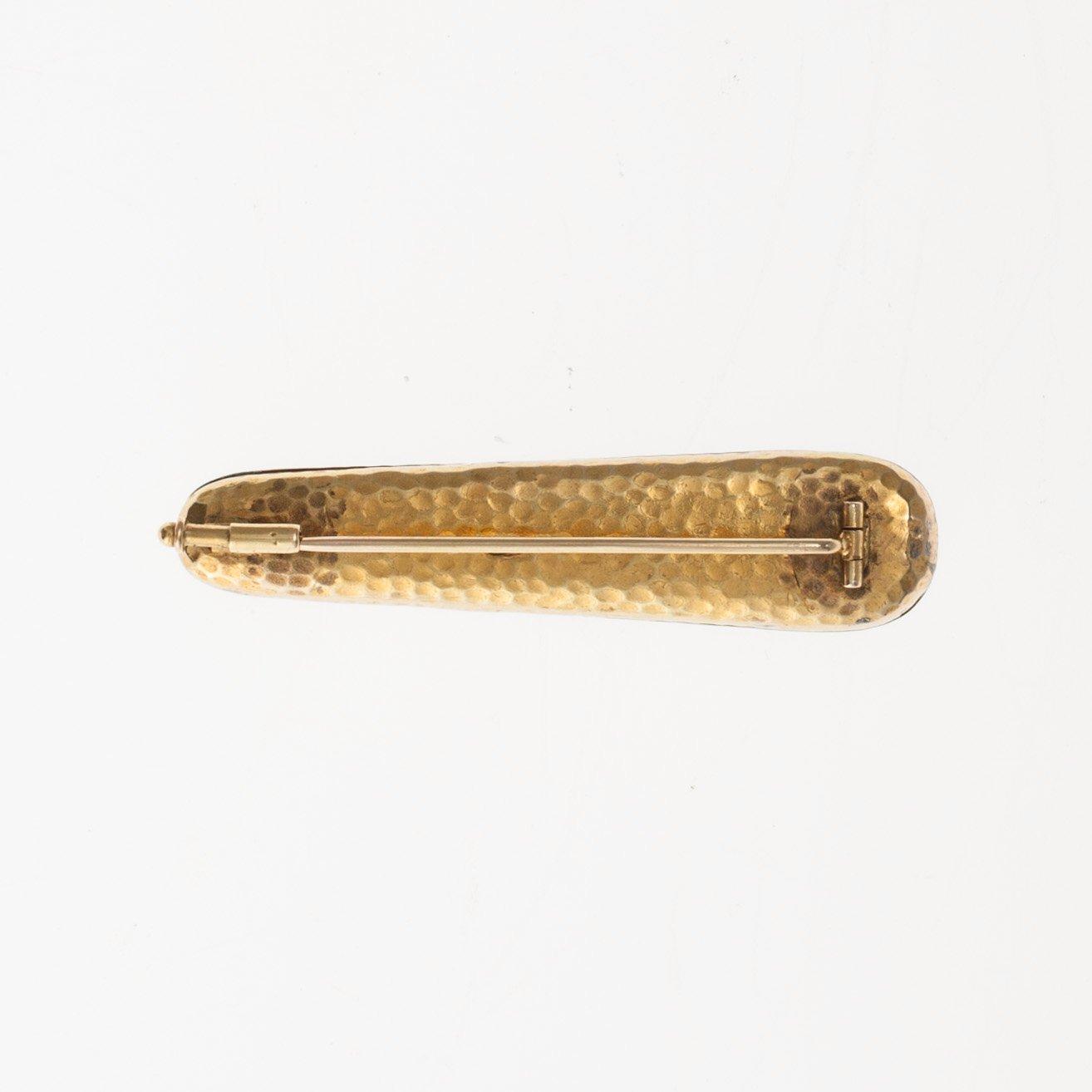 BROSCH, 14K guld. Rosenslipade diamanter, rubiner, safir. Tidigt 1900-tal.  Vikt 5,1 g.