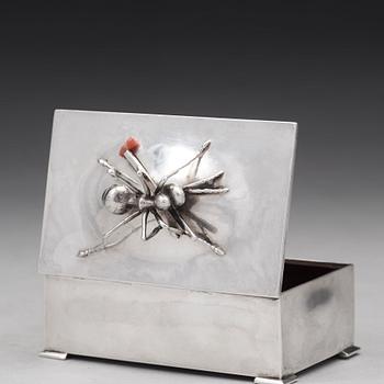 Kay Bojesen, A Kay Boyesen 830/1000 silver matchbox case, Copenhagen, Swedish import marks 1918.