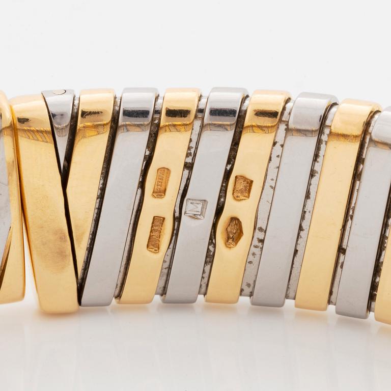 A Bulgari "Tubogas" bracelet in 18K gold and steel.