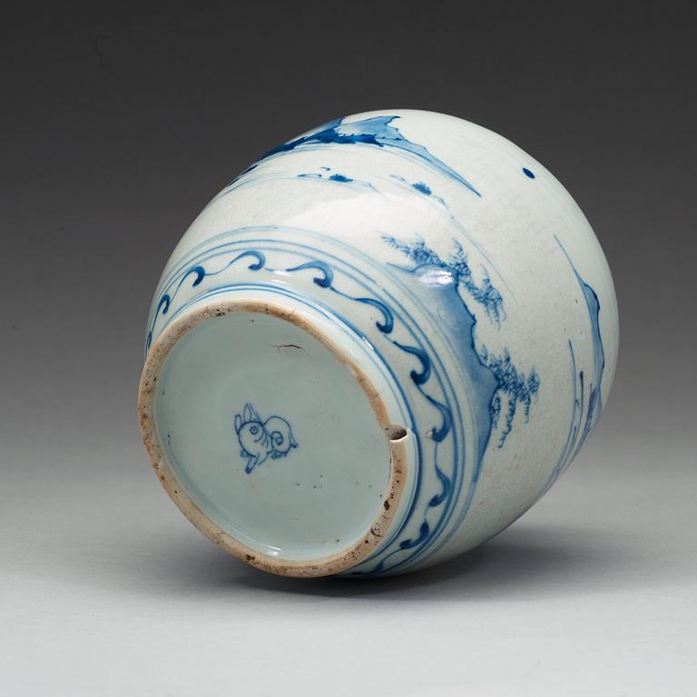 A blue and white jar, Ming dynasty, 17th Century.