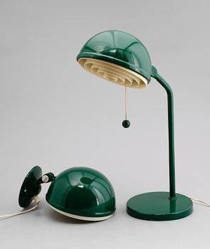VÄGGLAMPA samt  BORDSLAMPA, Elit, Knud Christensen, 1900-talets andra hälft.