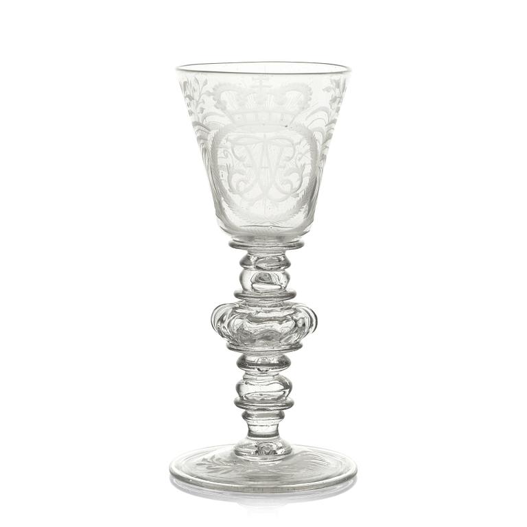 A Swedish wine goblet, Kungsholms glass manufactory, 18th Century.
