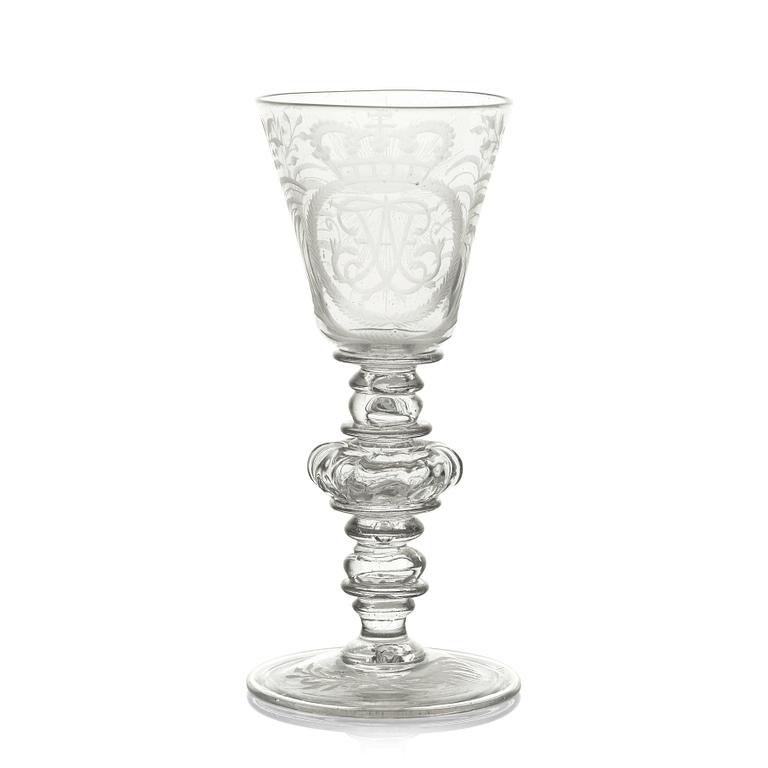 A Swedish wine goblet, Kungsholms glass manufactory, 18th Century.