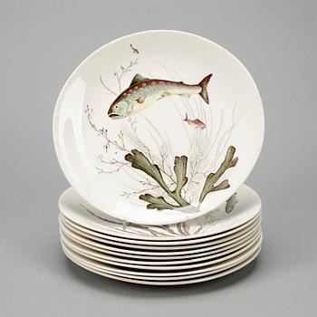 FISKTALLRIKAR, 12 delar, "Fish" Johnson Bros. England, 1900-talets andra hälft.