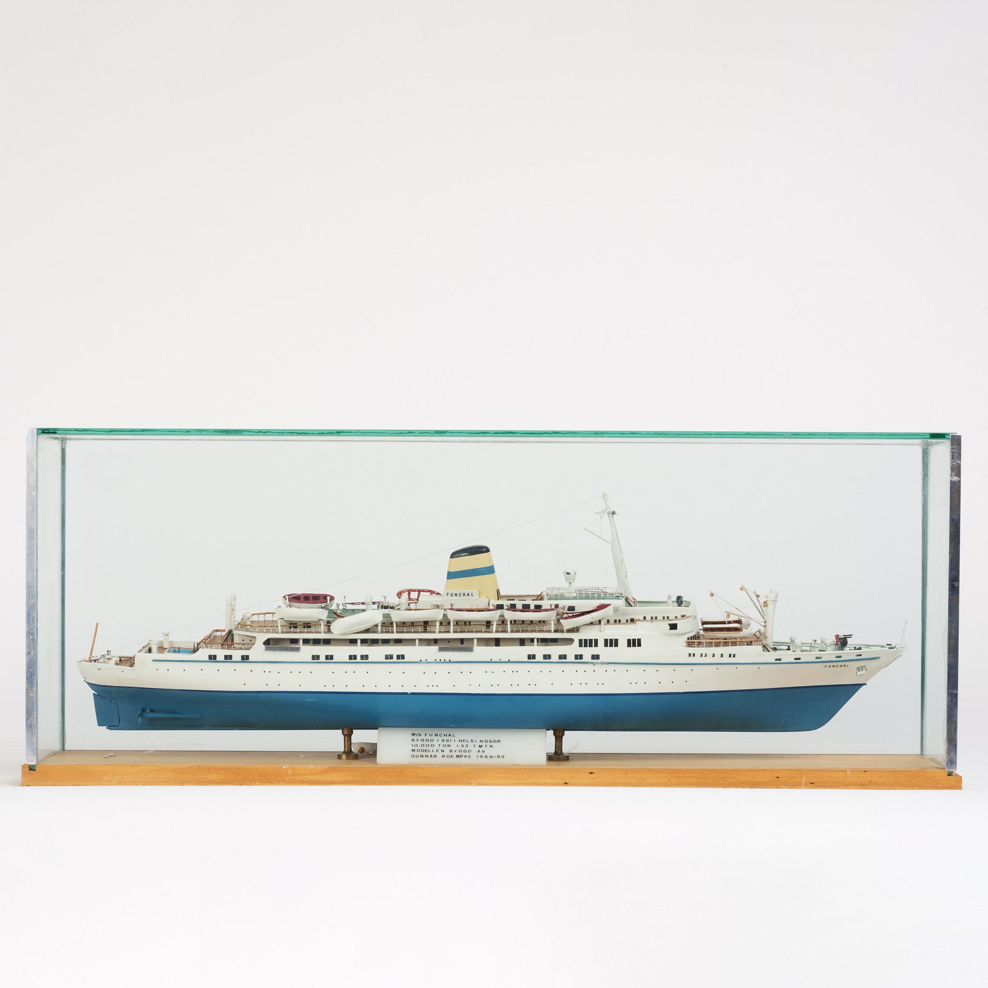 Ship model, M/V Funchal, built by Gunnar Roempke 1988-89.