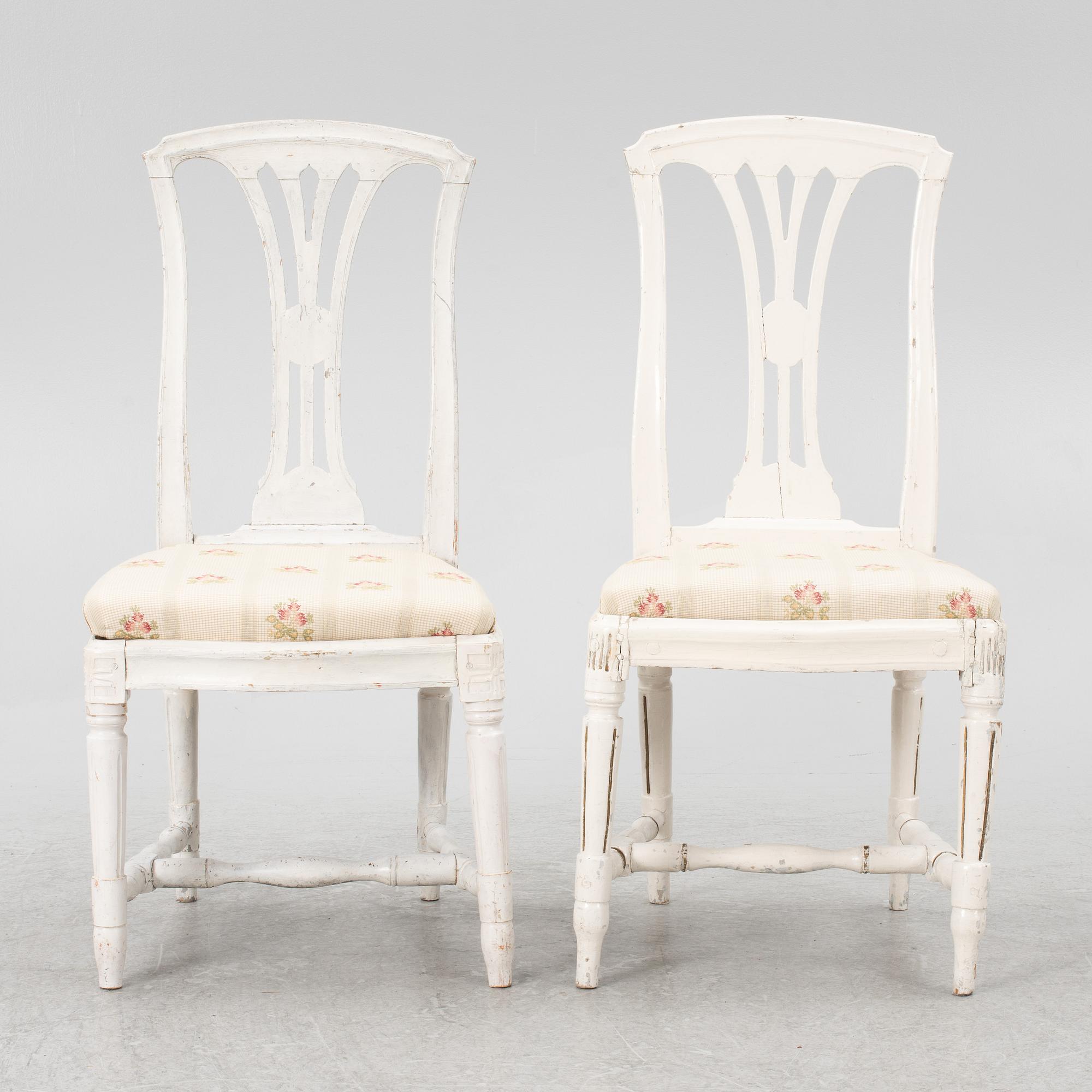 A pair of Gustavian chairs, late 18th century.
