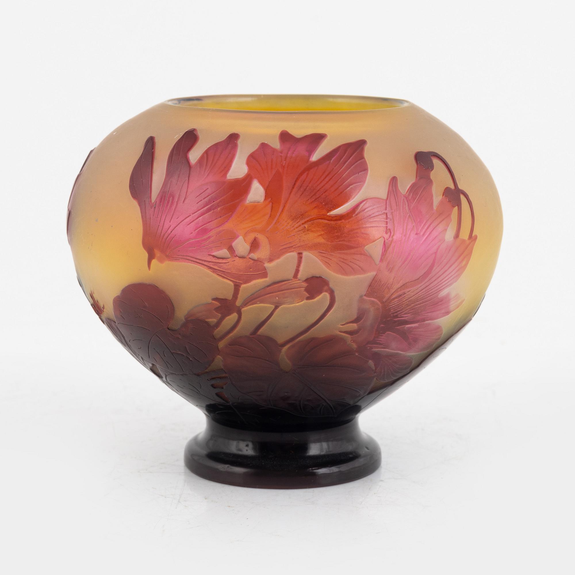 Emile Gallé, an Art Nouveau cameo glass vase, Nancy, France.