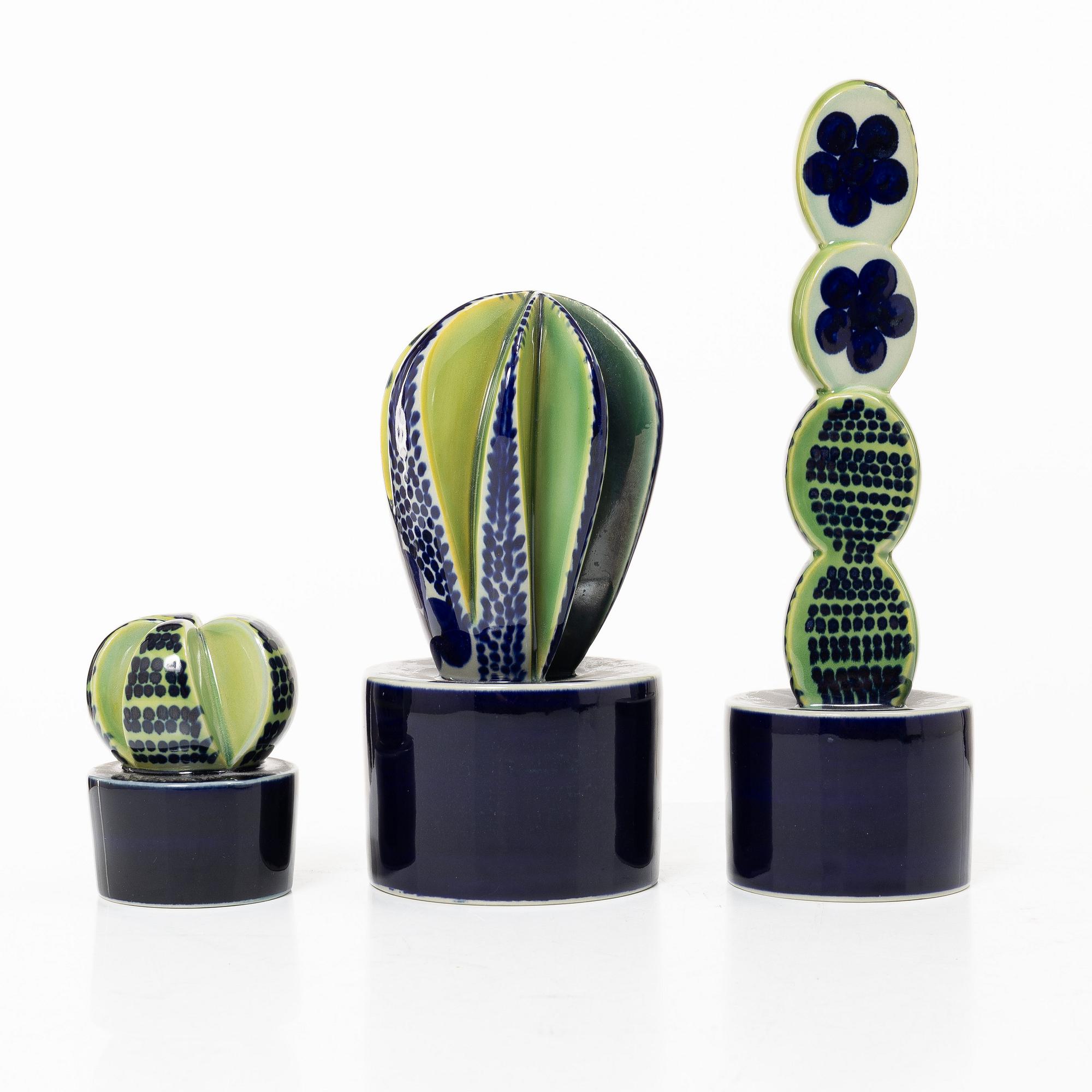 Marianne Westman, figurines, 3 pcs, "Cactus", Rörstrand.