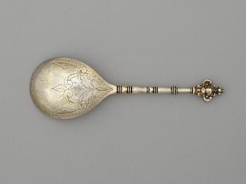 A Swedish early 17th century silver-gilt spoon, unmarked.