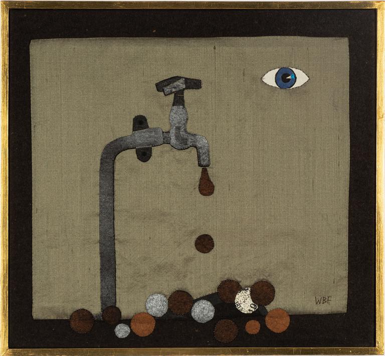 Wibeke Beck-Friis, collage in textile, signed WBF.