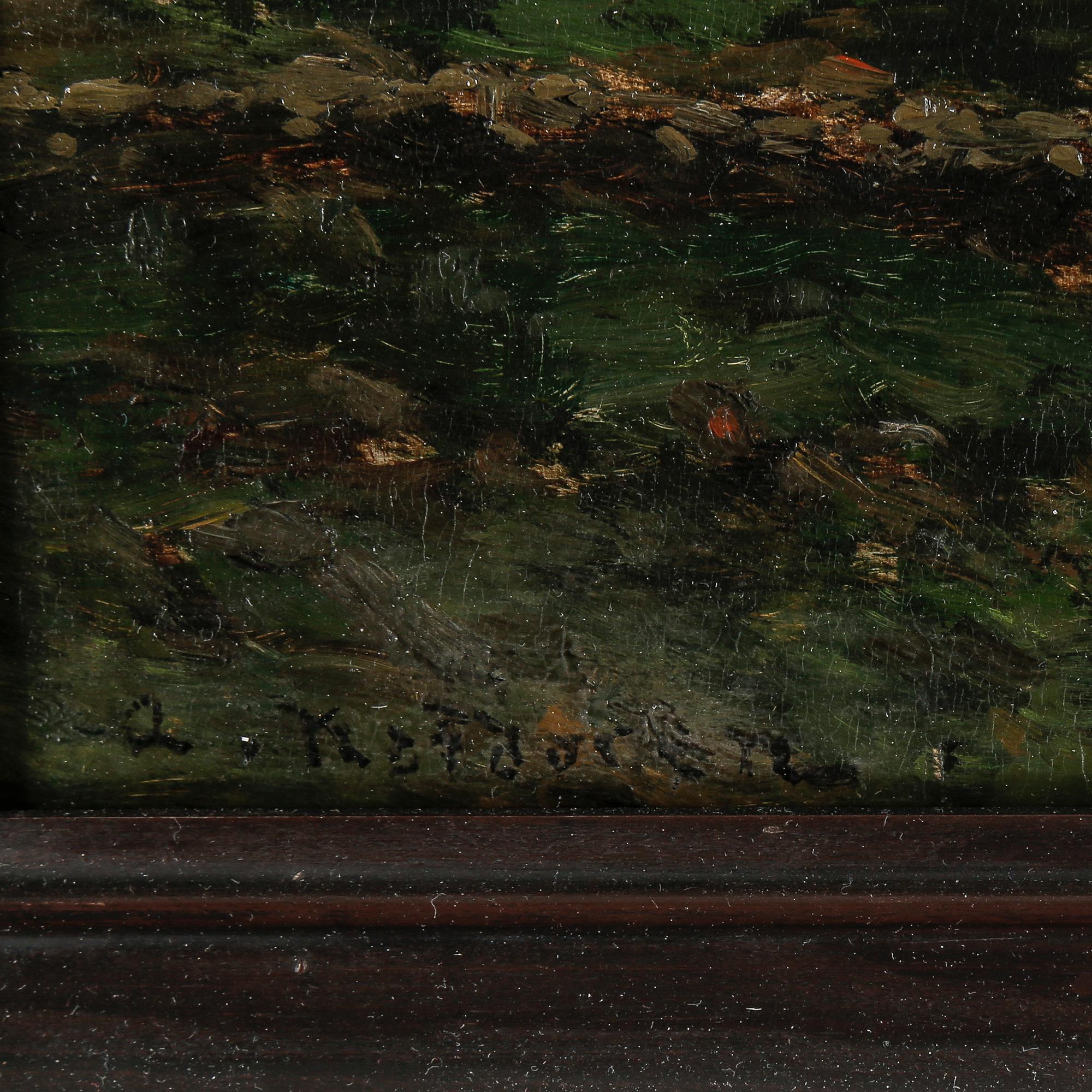 AXEL NORDGREN, Olja på pannå, Signerad ”A. Nordgren” samt inskriberad "Gemalt von A. Nordgren Düsseldorf 1886.