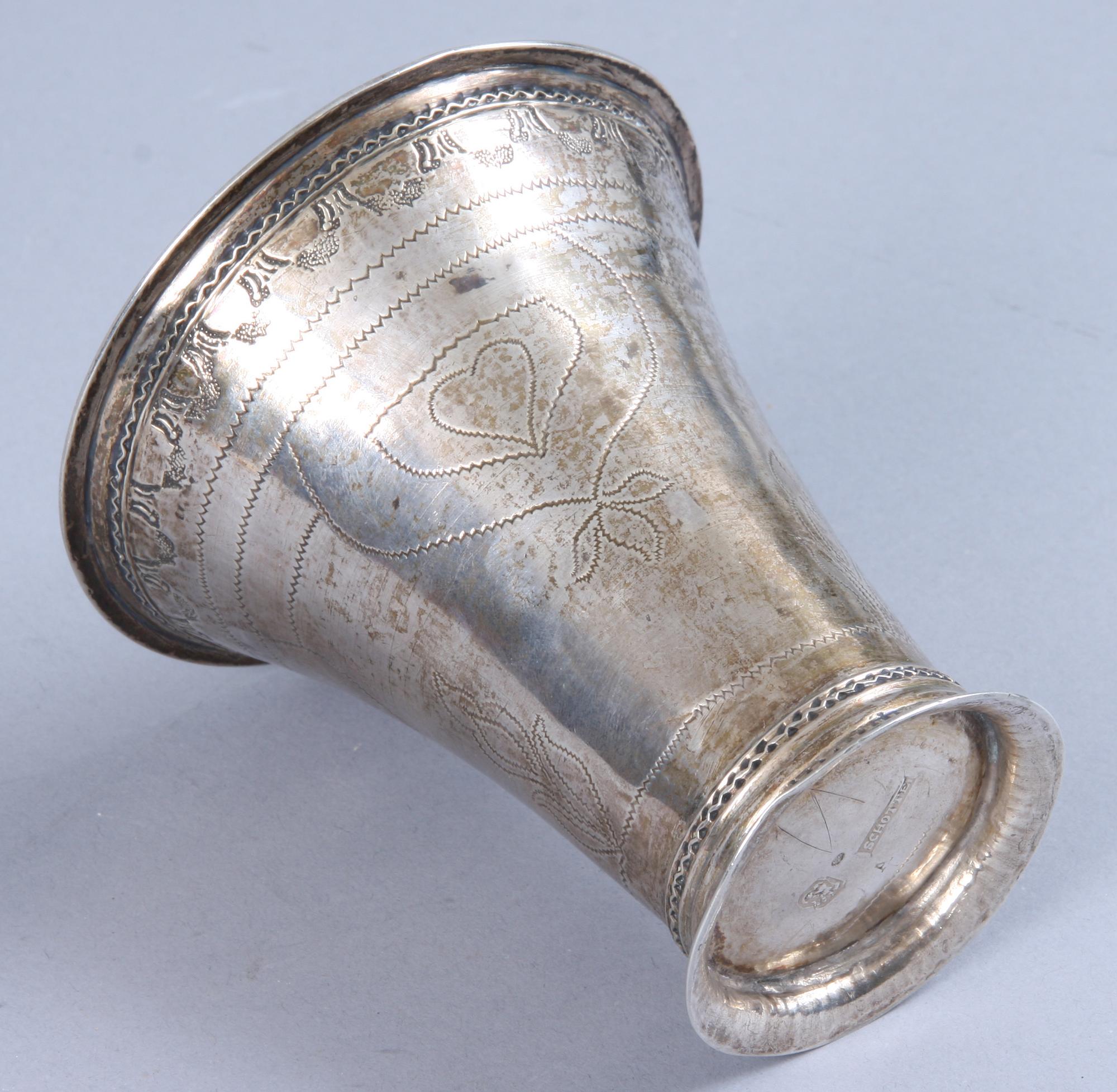 BÄGARE, silver, Petter Schotte (mästare 1754-1772), Skänninge, 1759.