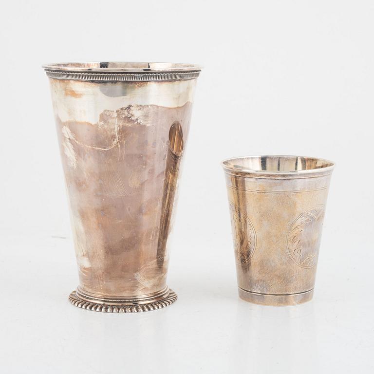 Two Swedish silver beakers, including W.A. Bolin, Stockholm 1943.