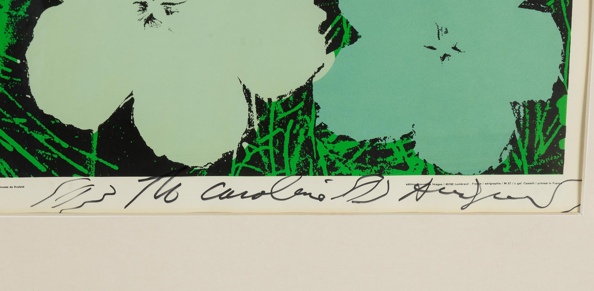 Andy Warhol, offset-serigrafi. Signerad med dedikation.