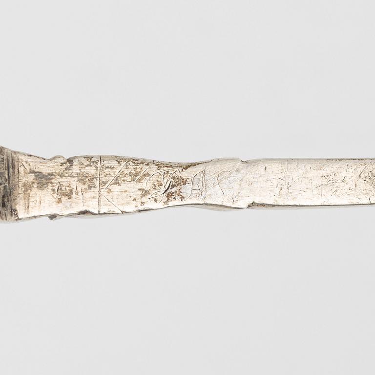 Sked, silver, sannolikt Skandinavien, 1700-tal, saknar stämplar.