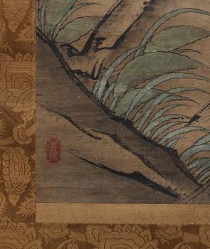 A Japanese hanging scroll, ink and color on paper, unidentified artist, Meiji (1868-1912).