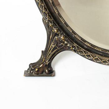 A silver plated table mirror, Gustavian style, 20th Century.