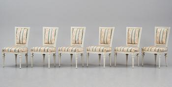 A set of six late Gustavian chairs by E. Ståhl (master in Stockholm 1794-1820).