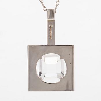 Mirjam Salminen, pendant and chain, faceted synthetic spinel, silver, Kaunis Koru 1974.
