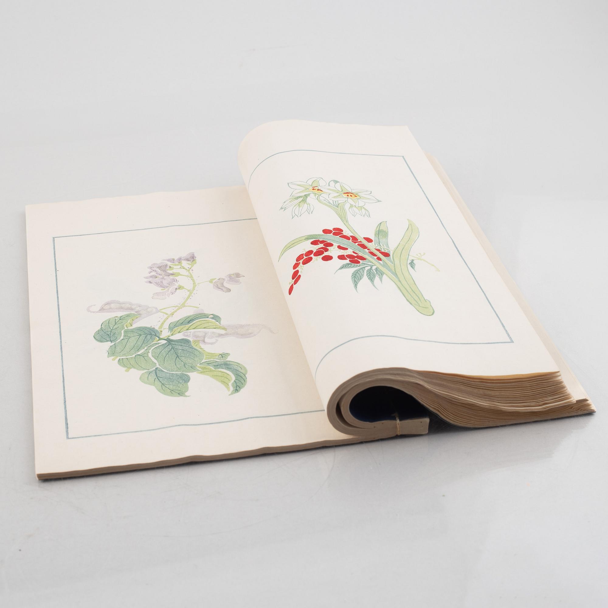 Books with woodblock prints in colours, "Beiping Rong Bao Zhai Shi Jian Pu, Beijing 1952.