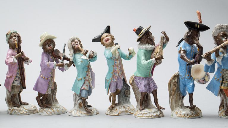 A monkey orchestra, "Affenkapelle", Meissen, late 19th Century.