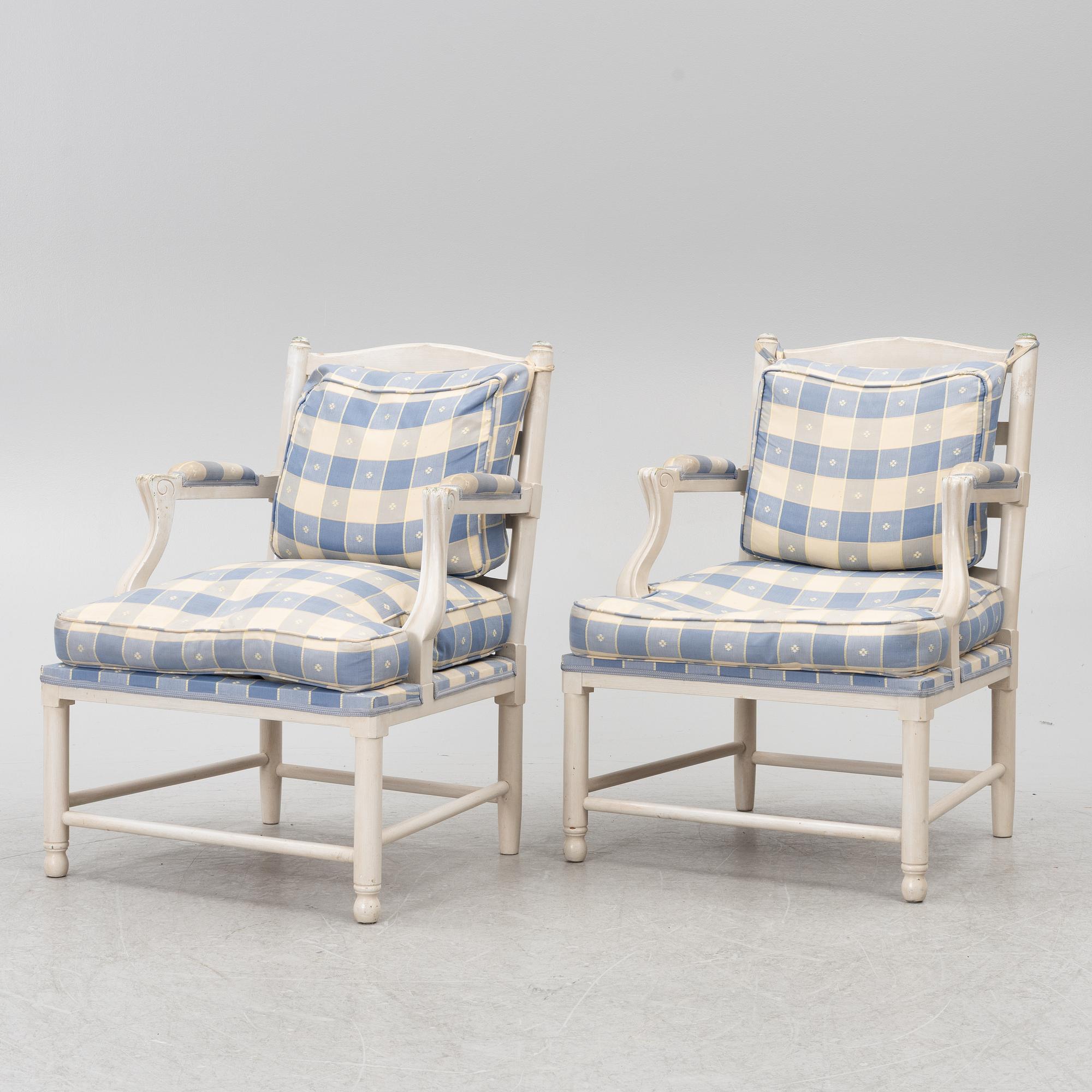Fåtöljer ett par, gustaviansk stil, Gripsholmsmodell, Åmells möbler 1973.