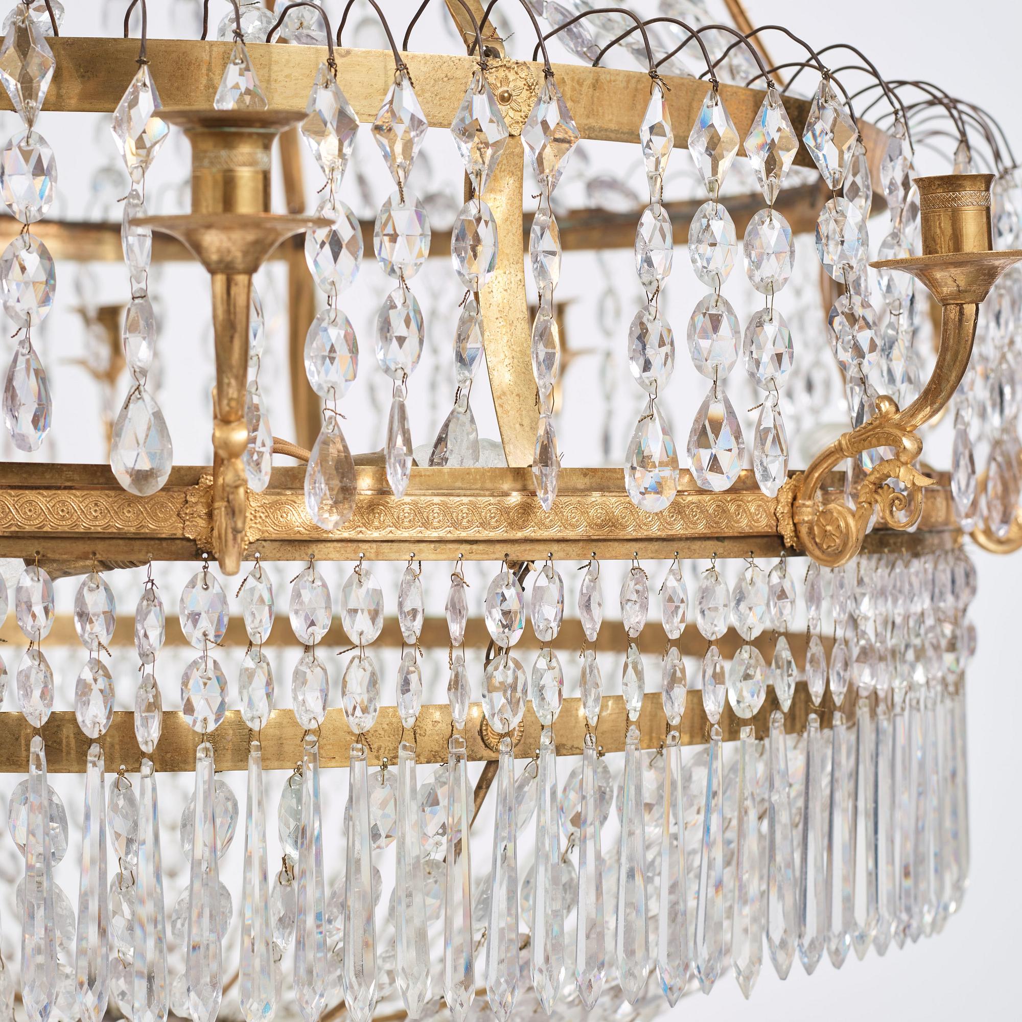 A Swedish Empire ten-light chandelier, early 19th century.