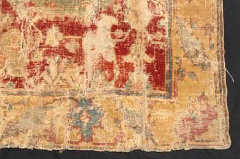 Matta, antik, Nordöst persisk "Blossom and sickle", Safavid dynastin, ca 311 x 156 cm, 1600-tal.