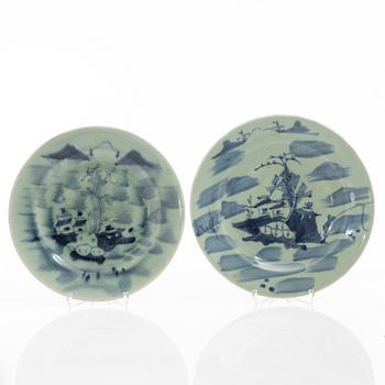 Tallrikar, 10 st, porslin, Kina, 1800-tal.