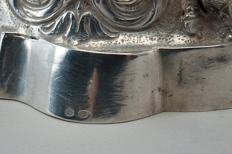LJUSSTAKE, silver. Sannolikt Holland medlet på 1800 t. Franska importstämplar.