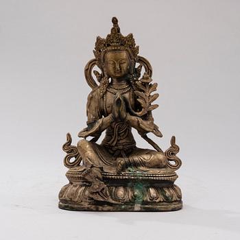 BODHISATTVA, delvis förnicklad mässing, 1900-tal.