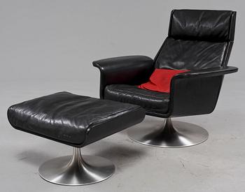 FÅTÖLJ samt FOTPALL, 1960-tal.