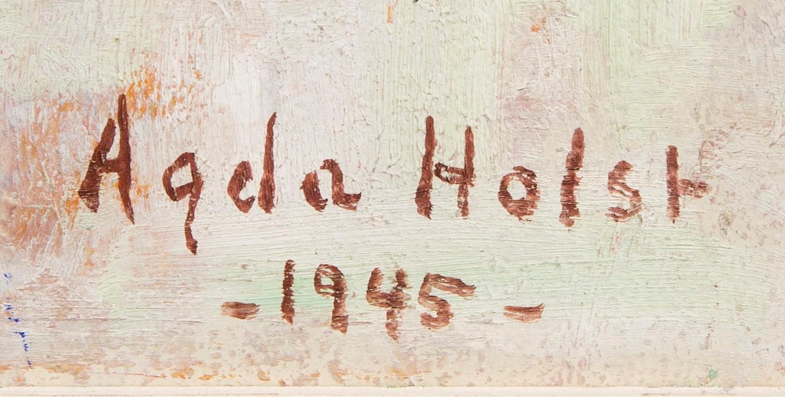 Agda Holst, olja på pannå, signerad, daterad -45.