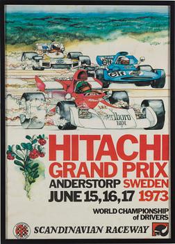 4 original posters for Formula 1 Grand Prix at Anderstorp Sweden 1973, 74, 75 and 79.