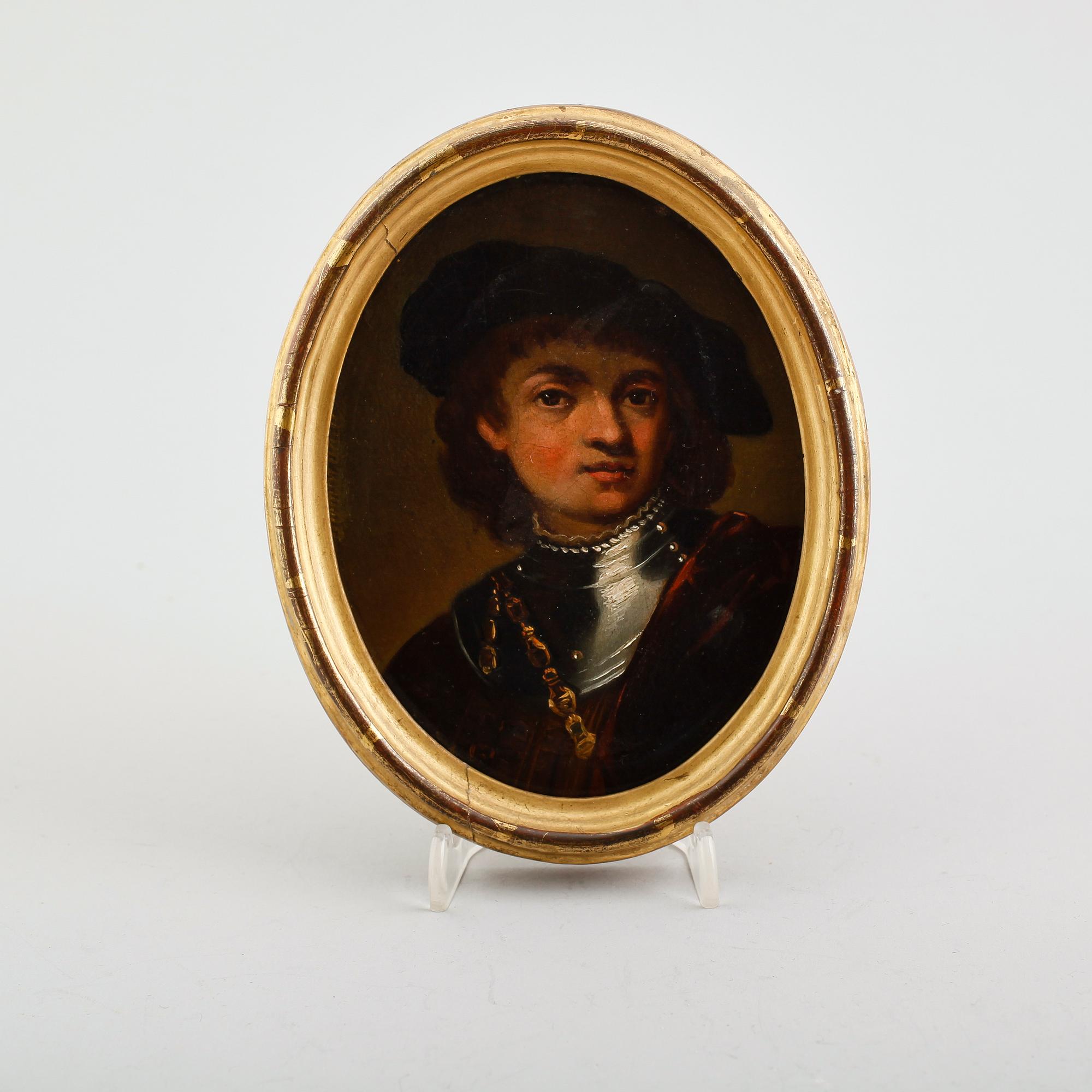 OKÄND KONSTNÄR, olja på pannå, otydligt signerad, 1800-tal.