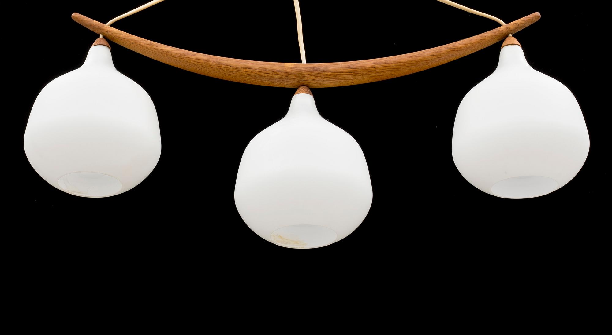 A teak and ceiling lamp by Uno & Östen Kristiansson, Luxus, Vittsjö.