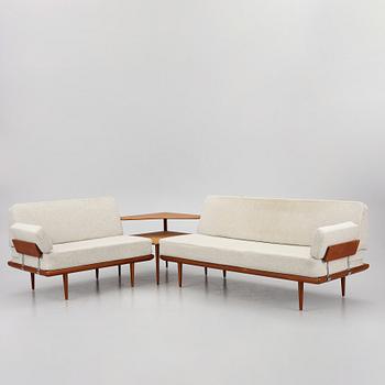 Peter Hvidt & Orla Mølgaard Nielsen, two 'Minerva' sofas and a coffee table, France & Son, Denmark, 1960's.