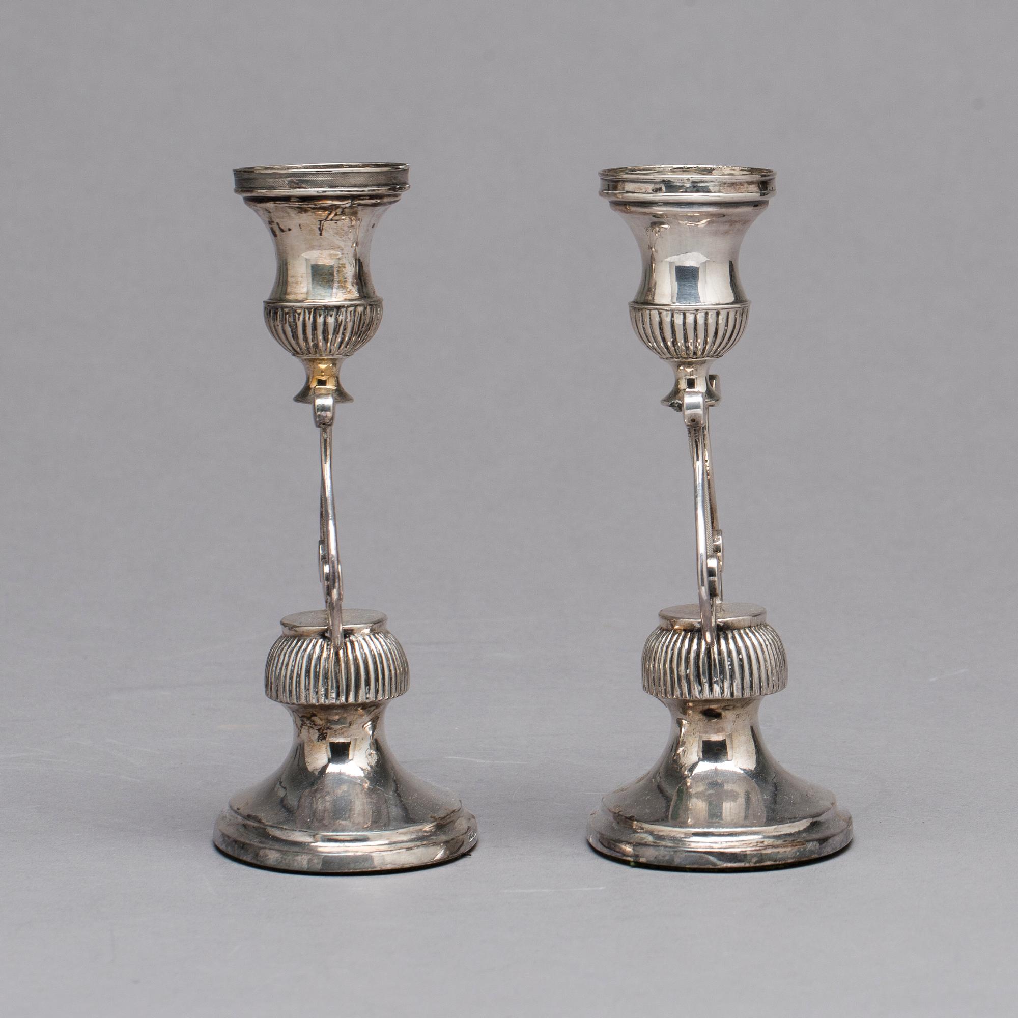 A pair of Swedish 19th century silver candlesticks, mark of Jakob Ulrik Flohr, Norrkoping 1829.