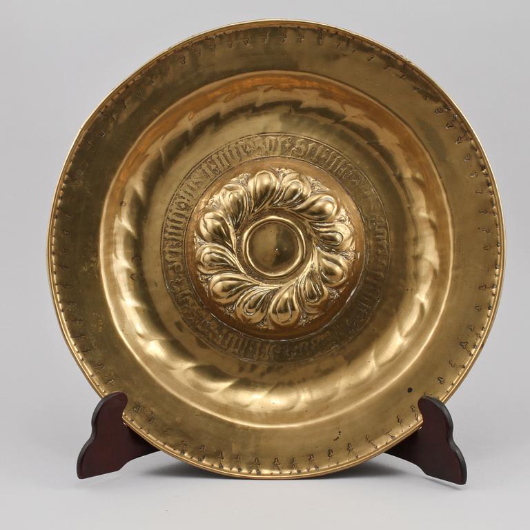 DOPFAT, mässing, troligen Sydtyskland, Nürnberg, 1500/1600-tal.