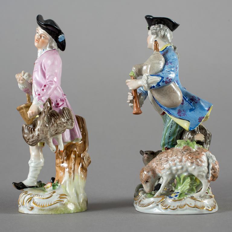 FIGURINER, 2 stycken, porslin, Potschappel, Dresden, 1900-tal.
