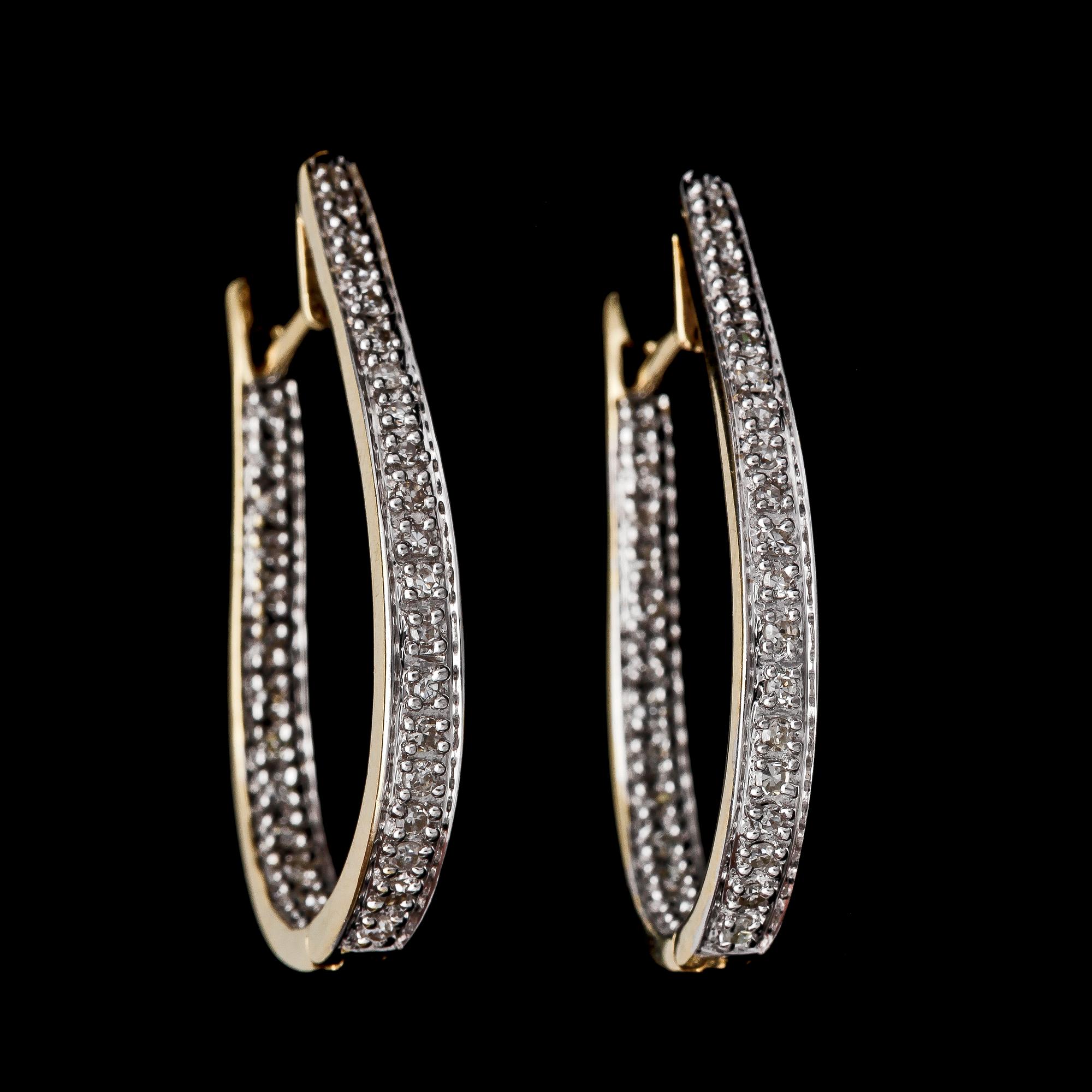 ÖRHÄNGEN, 14k guld med diamanter, tot ca 0.50 ct.