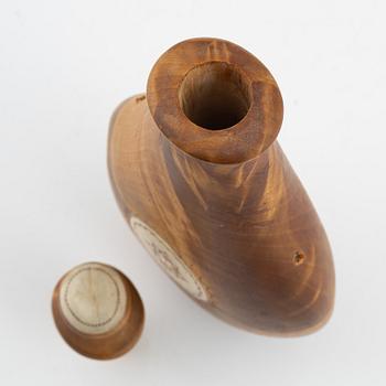 Anders Sunna, a birch and reindeer horn salt bottle, signed AS.