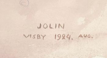 EINAR JOLIN, akvarell, sign Jolin o dat Visby 1924, aug.