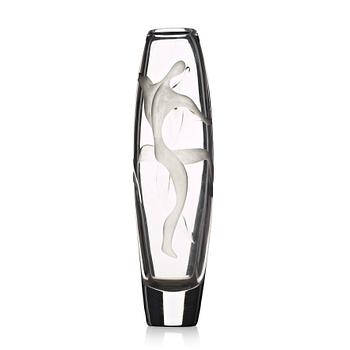 Vicke Lindstrand, an engraved glass vase, Kosta, Sweden 1950's.