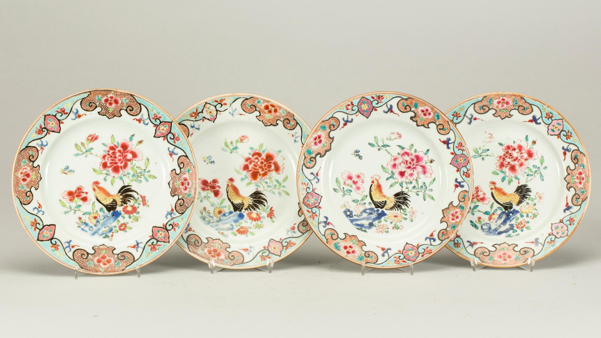 TALLRIKAR, 4 st, porslin, Kina, Qianlong, 1736-1795.