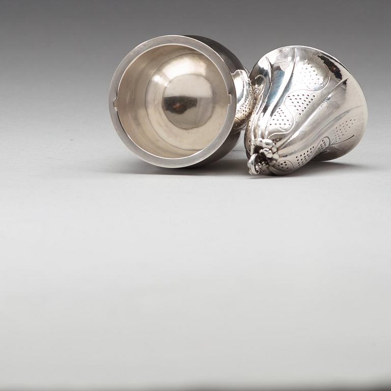 Georg Jensen, a sterling sugar castor, Copenhagen 1933-44, design nr 296, Swedish import marks.