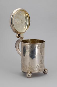 DRYCKESKANNA, silver, barockstil, svensk kontrollstämpel, 1900-tal. Vikt ca 1000 gram.