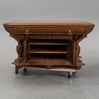 An oak library table, 1890's.