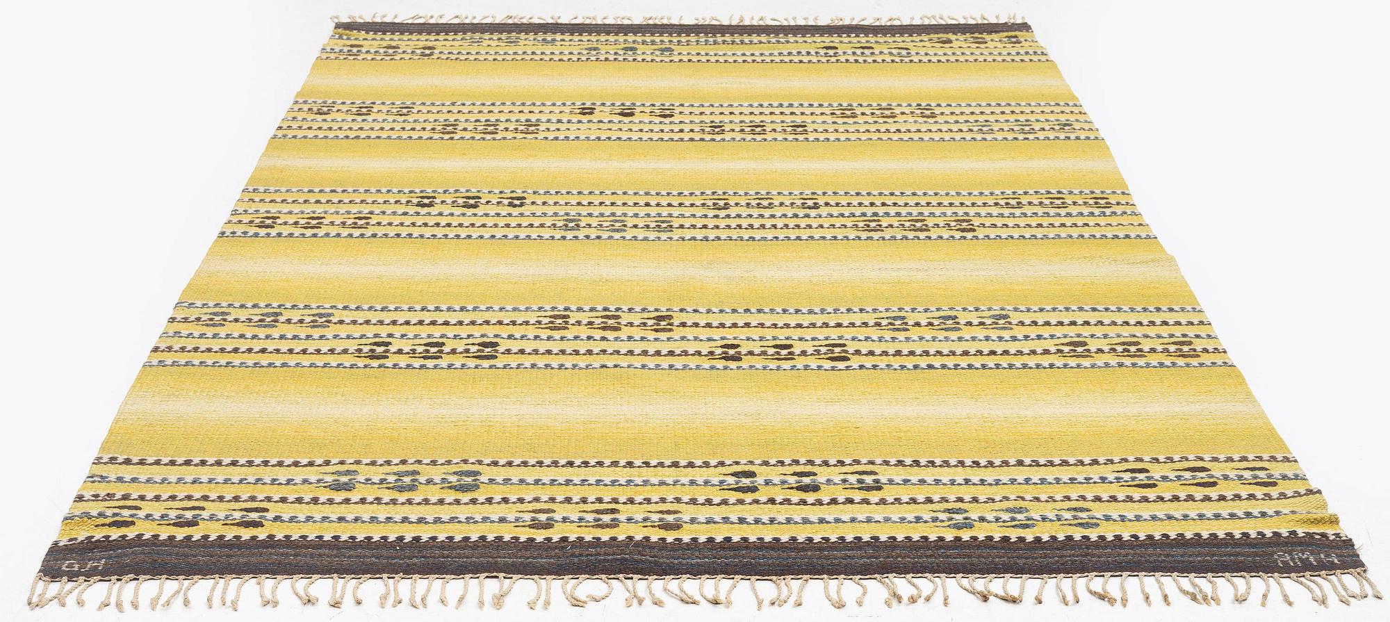 Anna Maria Hoke, a carpet, tapestry weave, c. 267 x 160 cm, signed GH AMH.