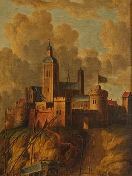 Peter van den Velde, follower of, Ship below the castle.
